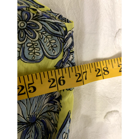 Loft Plus Trellis Garden Ruffle Sleeve Midi Dress Size 26 Yellow Elastic Waist - Picture 5 of 10